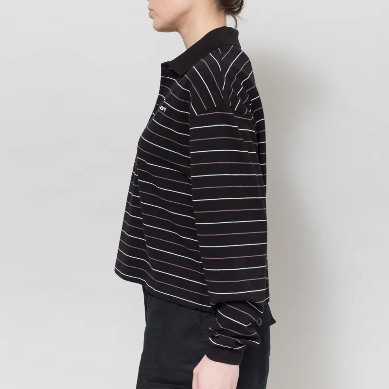 Carhartt WIP Womens Long Sleeve Mabel Polo Striped Black-3