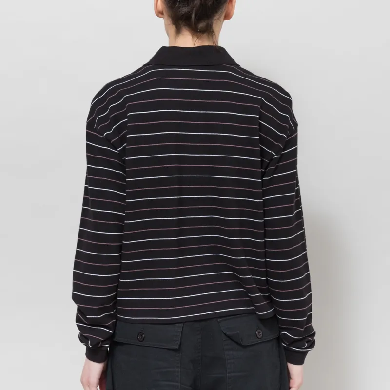 Carhartt WIP Womens Long Sleeve Mabel Polo Striped Black-4