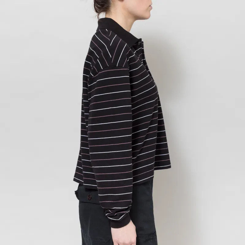 Carhartt WIP Womens Long Sleeve Mabel Polo Striped Black-5