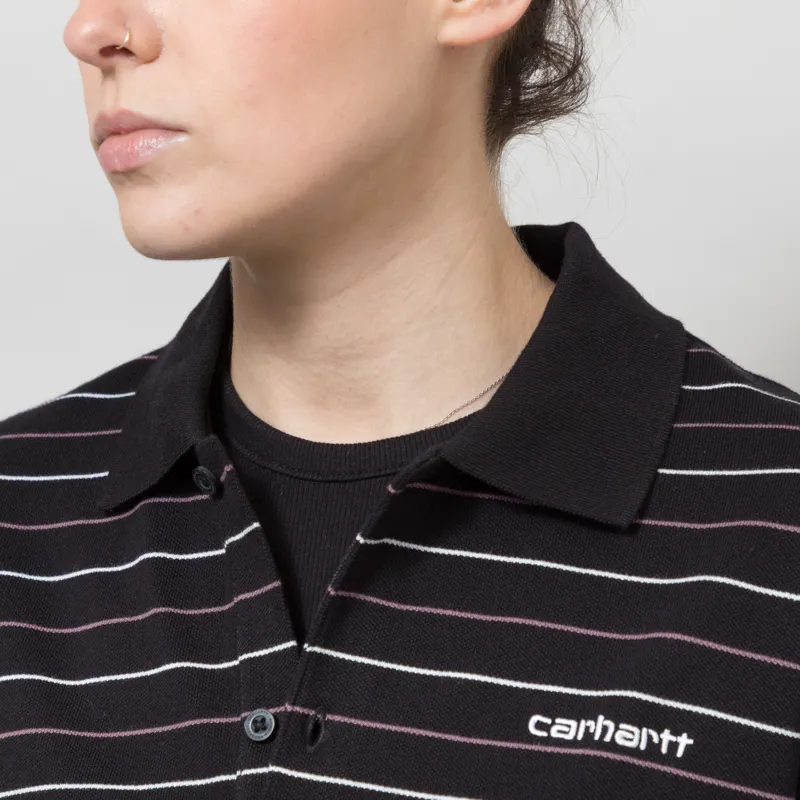 Carhartt WIP Womens Long Sleeve Mabel Polo Striped Black-6