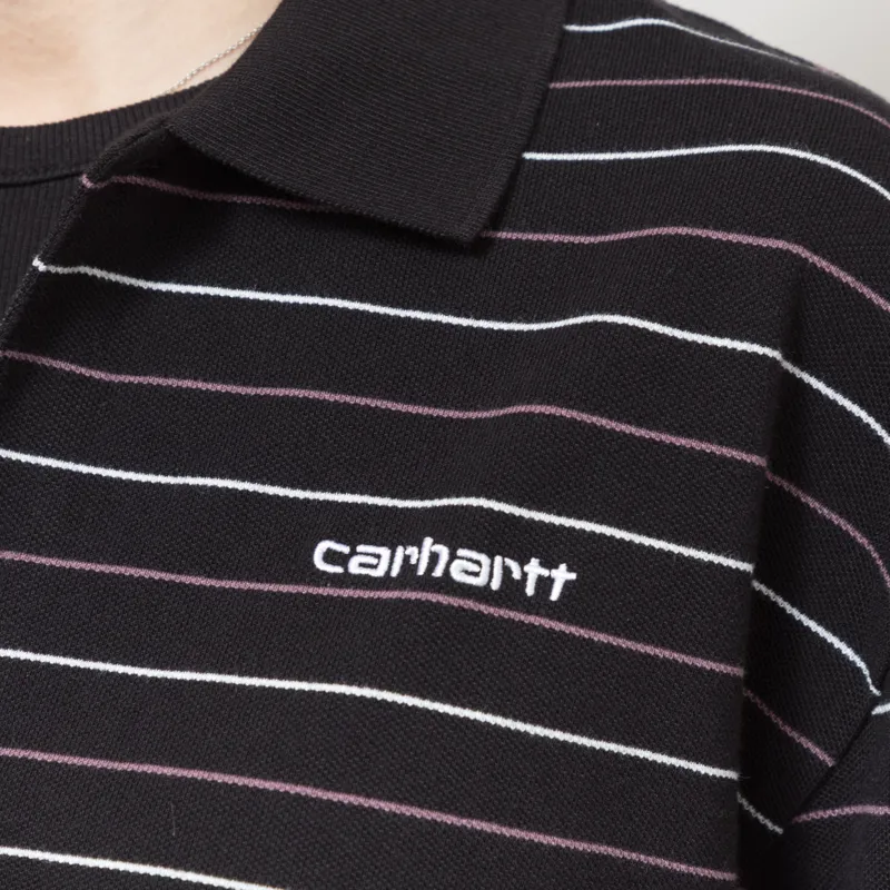 Carhartt WIP Womens Long Sleeve Mabel Polo Striped Black-7