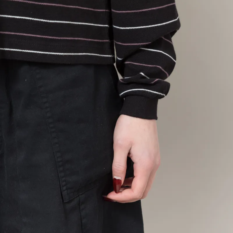 Carhartt WIP Womens Long Sleeve Mabel Polo Striped Black-8