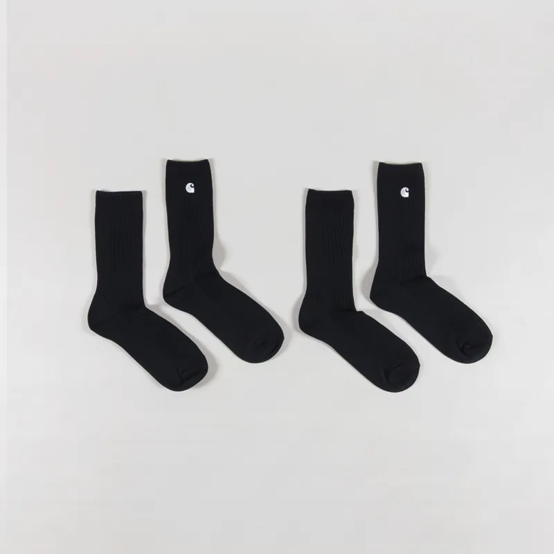 Carhartt WIP Madison Socks Black White - 2 Pairs