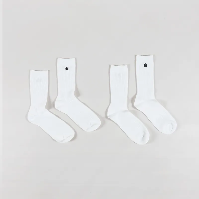 Carhartt WIP Madison Socks White Black - 2 Pairs
