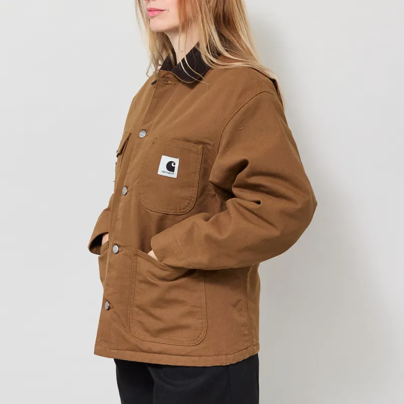 Carhartt WIP Womens OG Michigan Coat WIP H Brown Tobacco Rinsed-2
