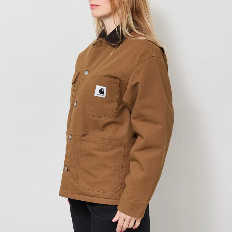 Carhartt WIP Womens OG Michigan Coat WIP H Brown Tobacco Rinsed-1