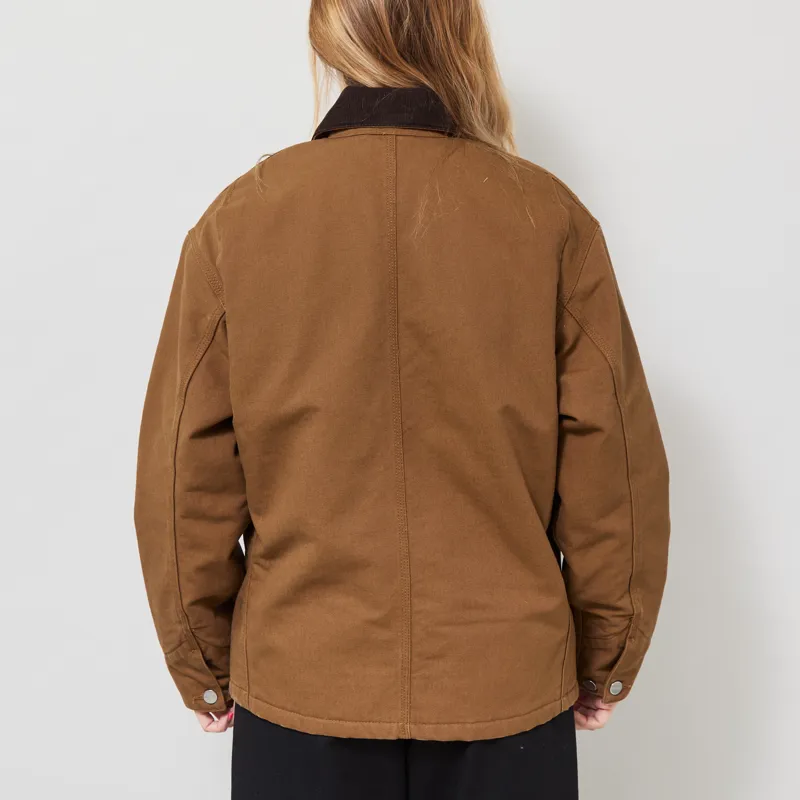 Carhartt WIP Womens OG Michigan Coat WIP H Brown Tobacco Rinsed-3
