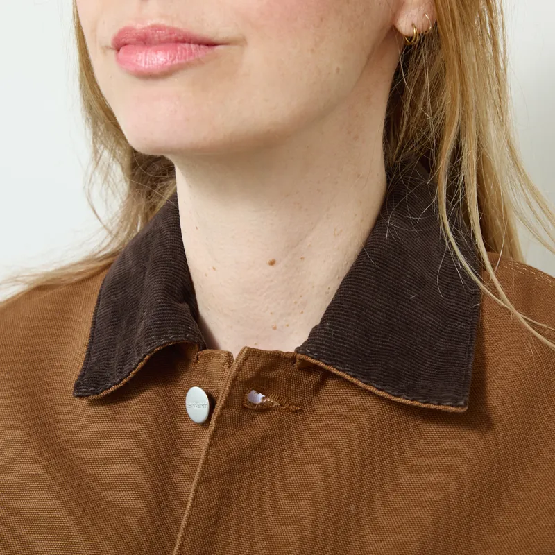 Carhartt WIP Womens OG Michigan Coat WIP H Brown Tobacco Rinsed-4