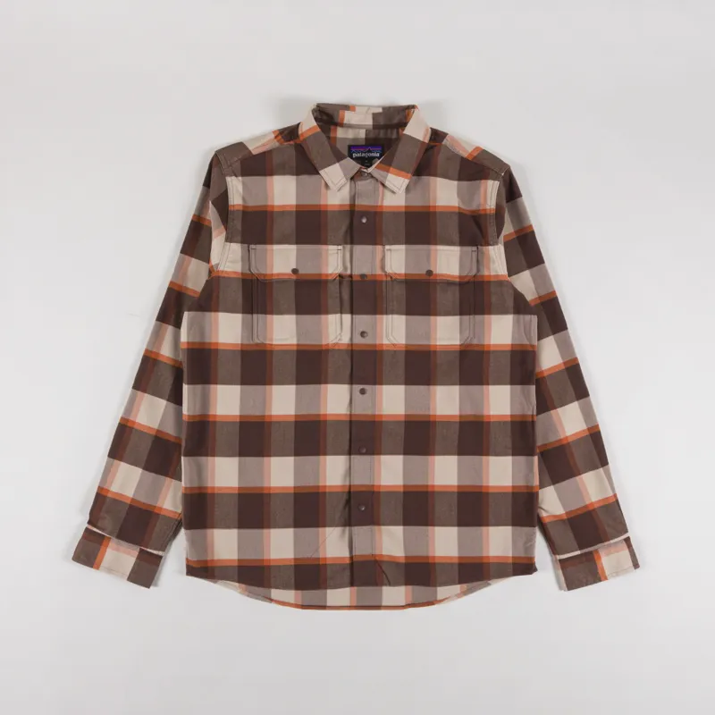 Patagonia Canyonite Flannel Shirt Cliffs Edge Molasses Brown