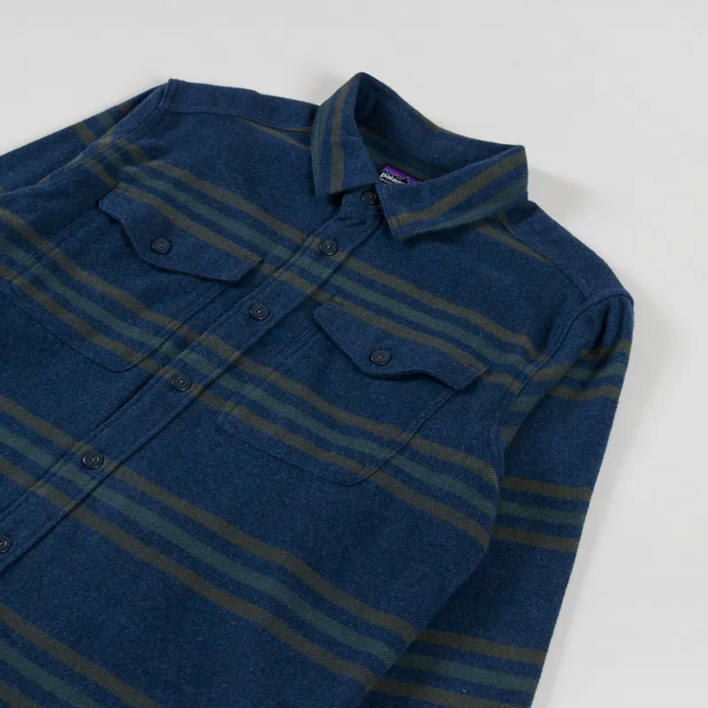 Patagonia Fjord Flannel Shirt Treelined Smolder Blue-2
