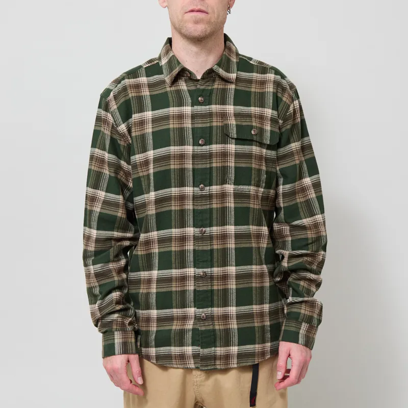 Patagonia Lightweight Fjord Flannel Shirt Cozy Cabin Treeline Green