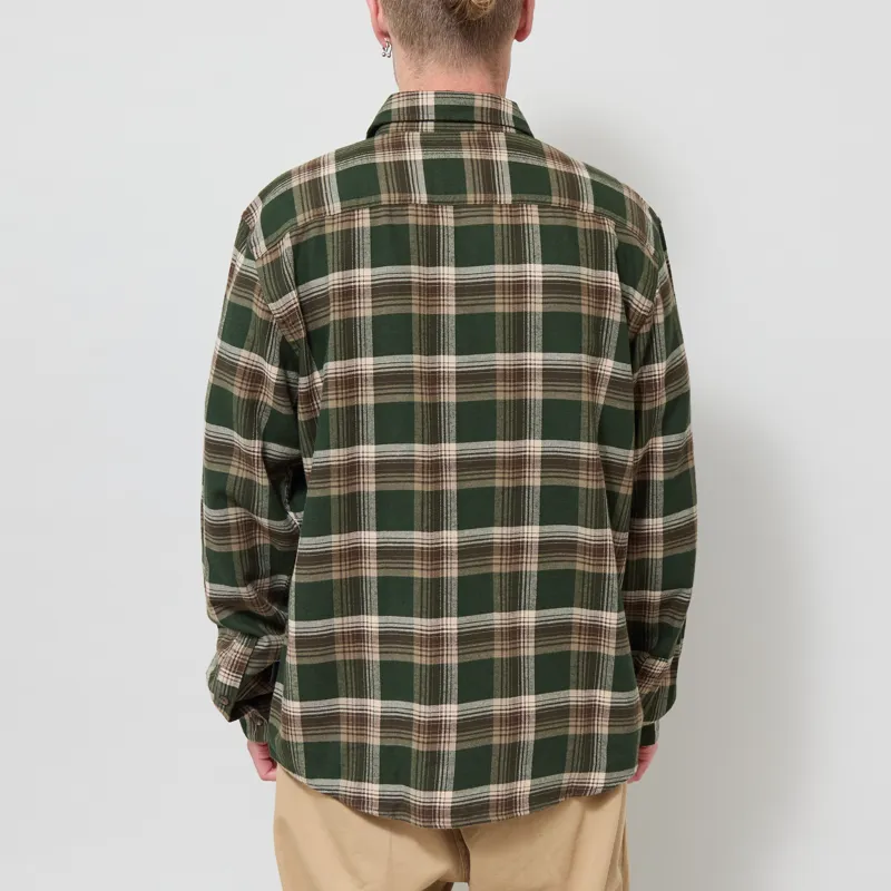 Patagonia Lightweight Fjord Flannel Shirt Cozy Cabin Treeline Green-2