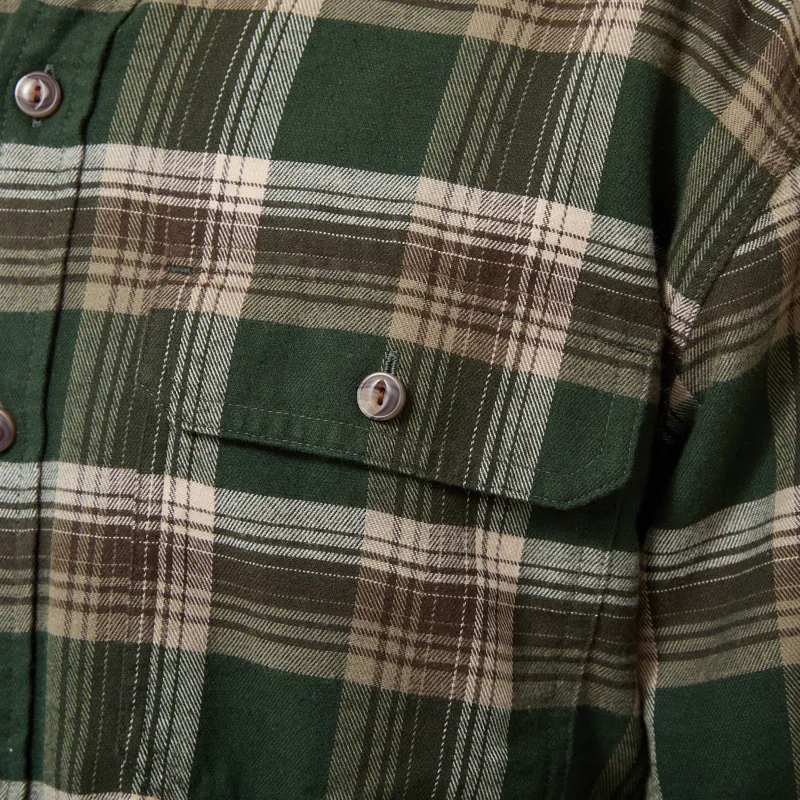 Patagonia Lightweight Fjord Flannel Shirt Cozy Cabin Treeline Green-5
