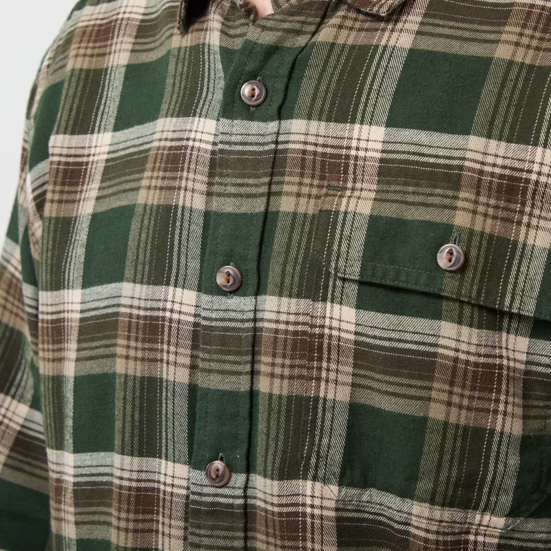 Patagonia Lightweight Fjord Flannel Shirt Cozy Cabin Treeline Green-4