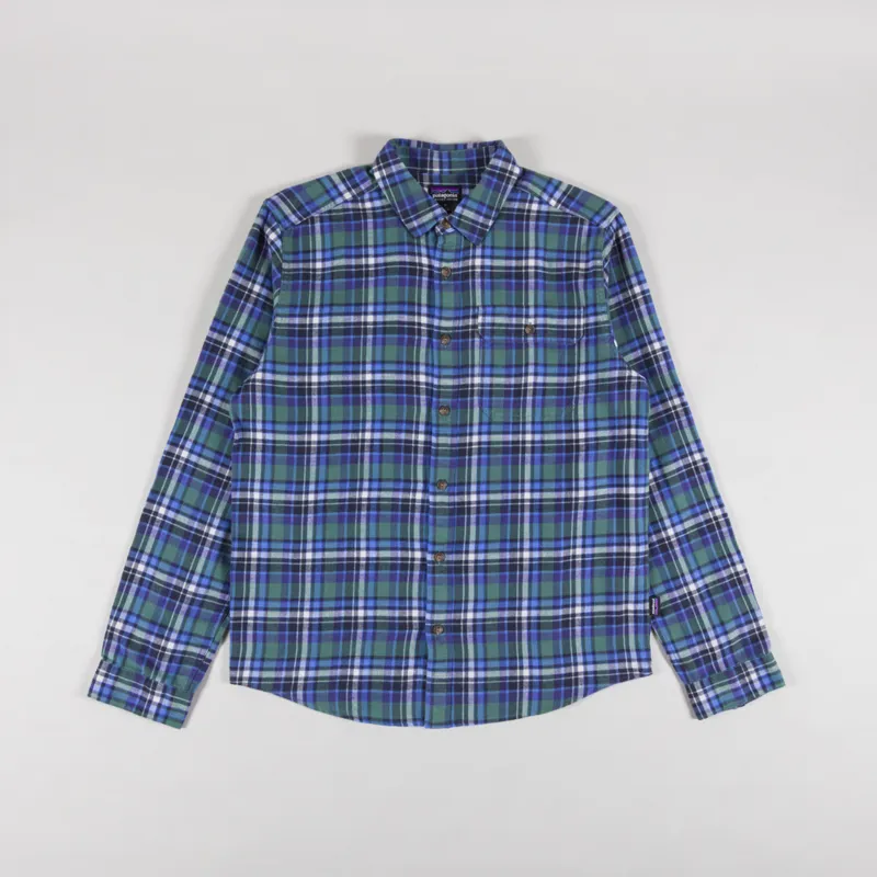 Patagonia Lightweight Fjord Flannel Shirt Nature Walk Smolder Blue
