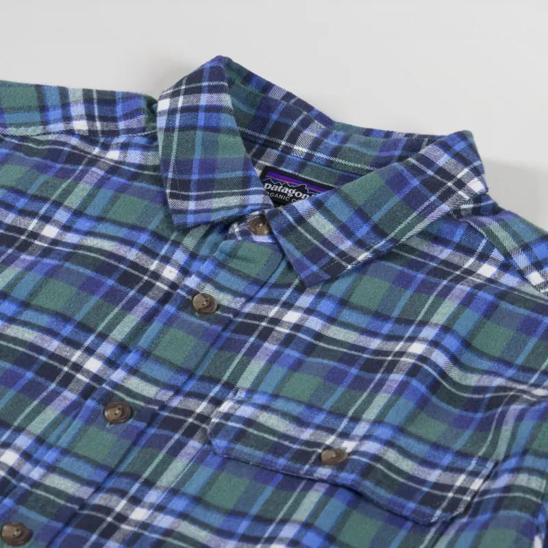 Patagonia Lightweight Fjord Flannel Shirt Nature Walk Smolder Blue-4