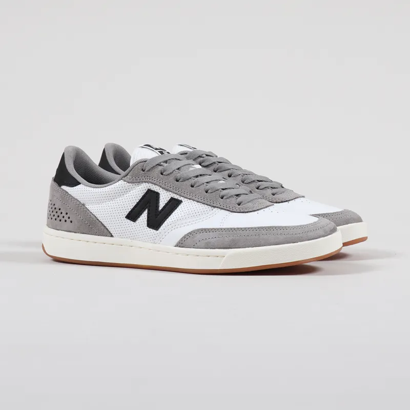 New Balance Numeric Mens Leather Suede 440 Shoes White Grey Black