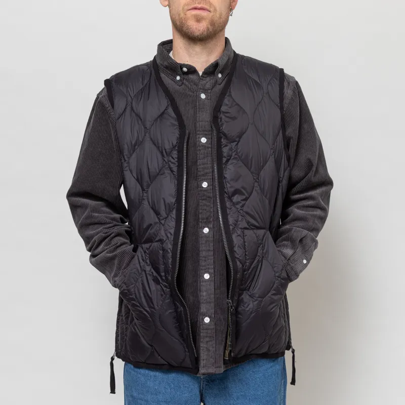 Taion Military V-Neck W-Zip Down Vest Black