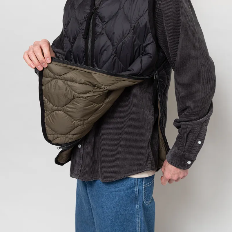 Taion Military V-Neck W-Zip Down Vest Black-6