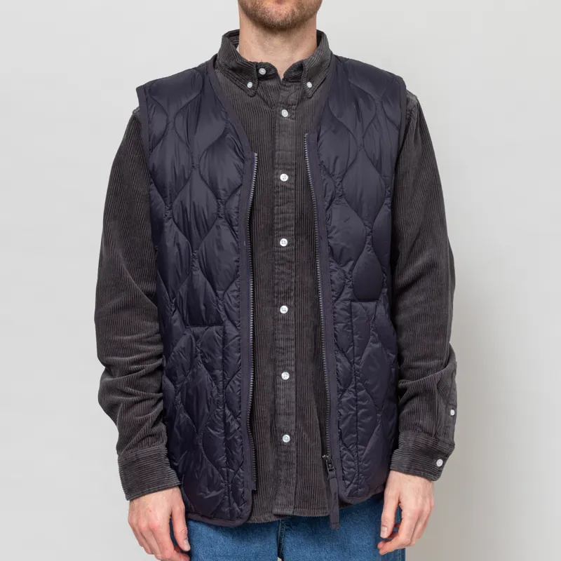 Taion Military V-Neck W-Zip Down Vest Dark Navy