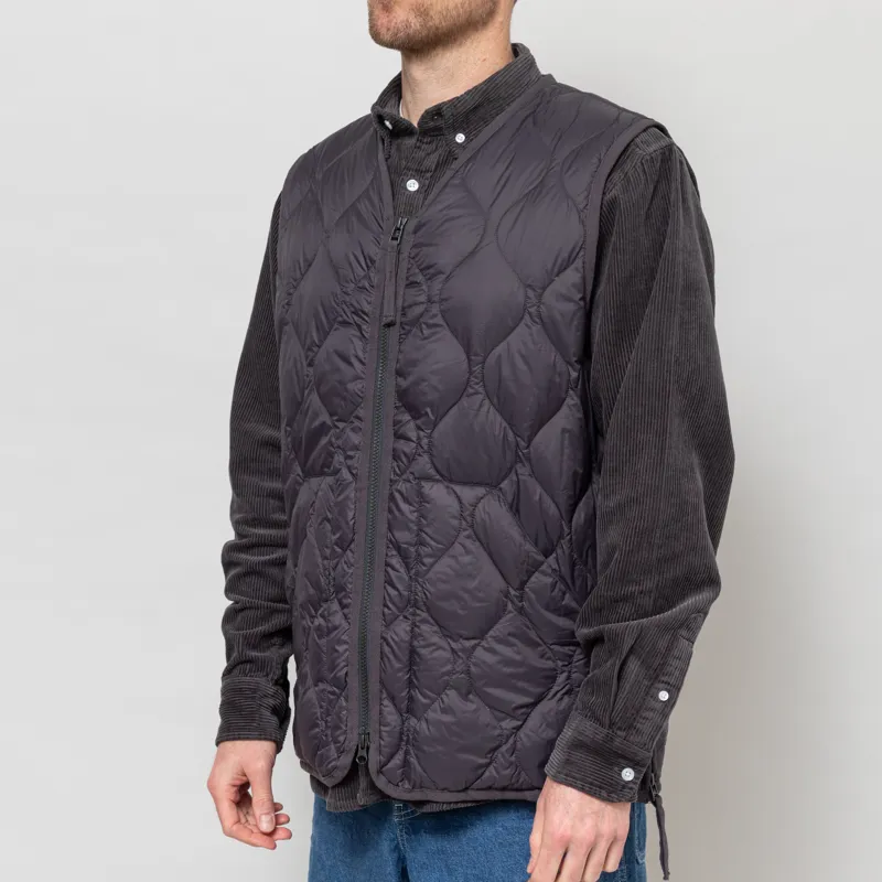 Taion Military V-Neck W-Zip Down Vest Dark Charcoal-2