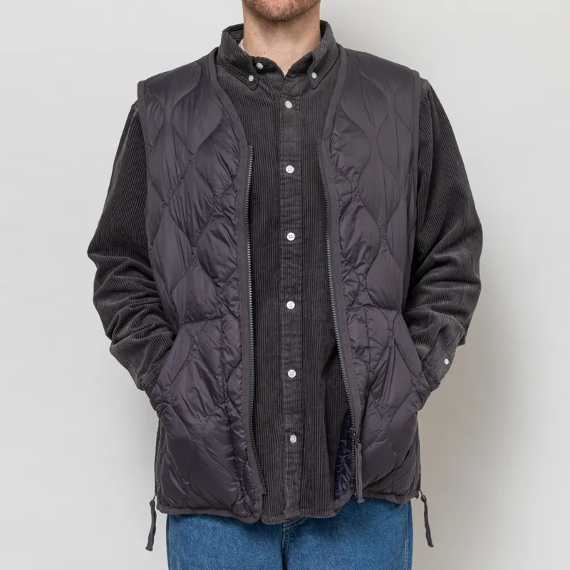 Taion Military V-Neck W-Zip Down Vest Dark Charcoal-1