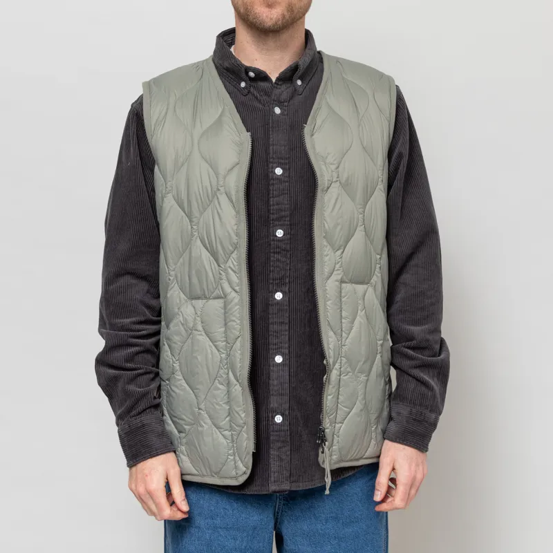Taion Military V-Neck W-Zip Down Vest Dark Sage Green