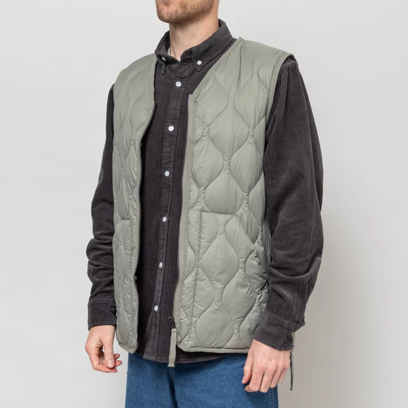 Taion Military V-Neck W-Zip Down Vest Dark Sage Green-1