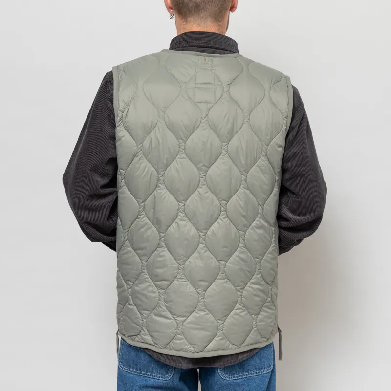 Taion Military V-Neck W-Zip Down Vest Dark Sage Green-3