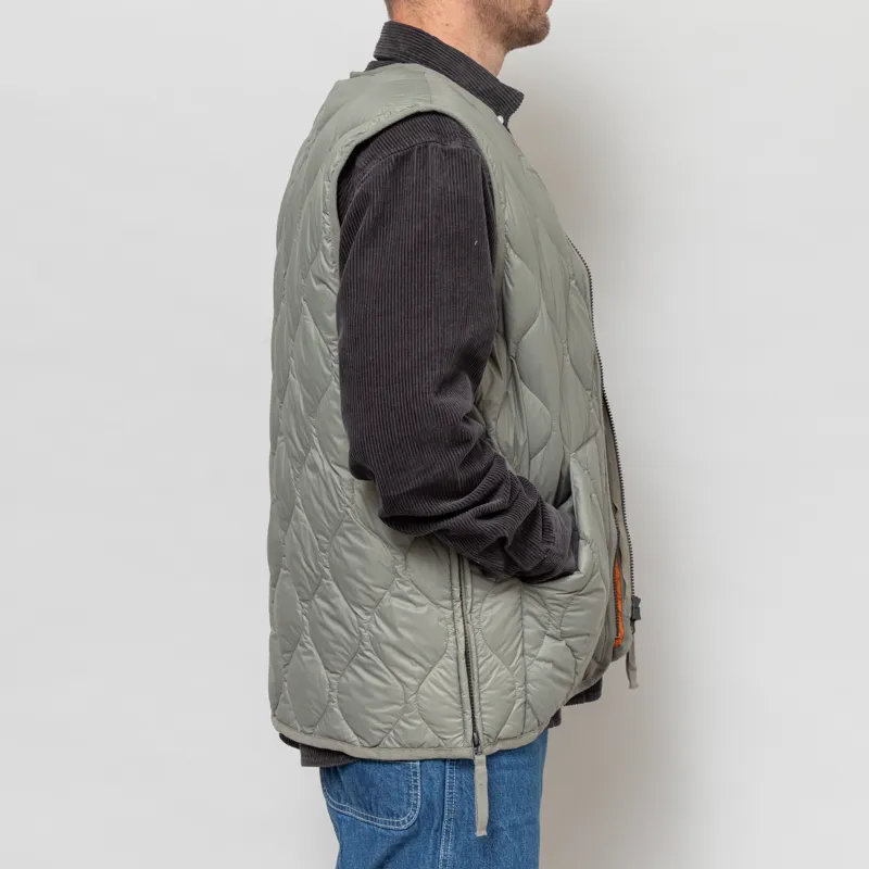 Taion Military V-Neck W-Zip Down Vest Dark Sage Green-4