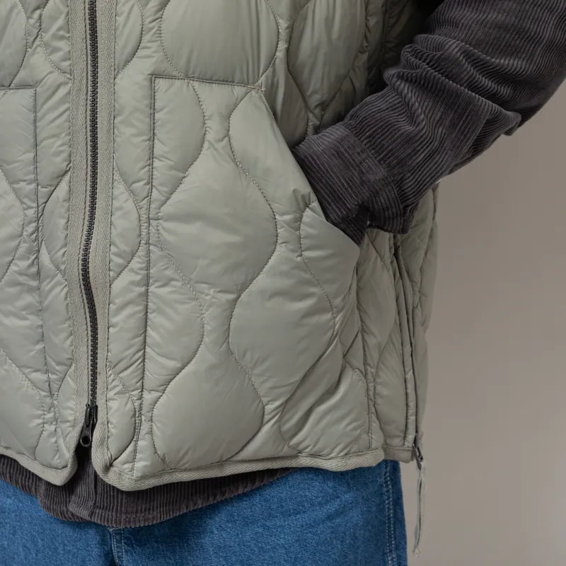 Taion Military V-Neck W-Zip Down Vest Dark Sage Green-8