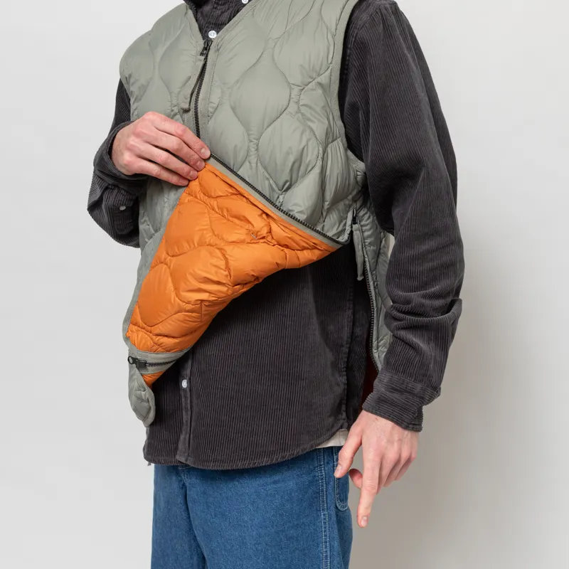 Taion Military V-Neck W-Zip Down Vest Dark Sage Green-6