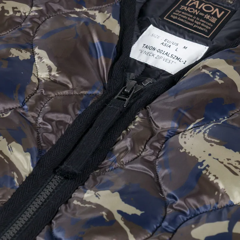 Taion Military V-Neck W-Zip Down Vest Paint Camo-4