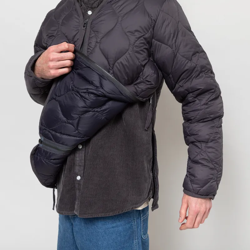 Taion Military V-neck W-Zip Down Jacket Dark Charcoal-5