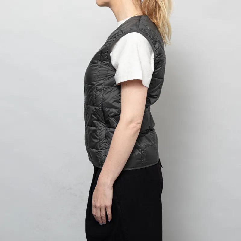 Taion Womens V Neck Button Down Vest Dark Charcoal-2