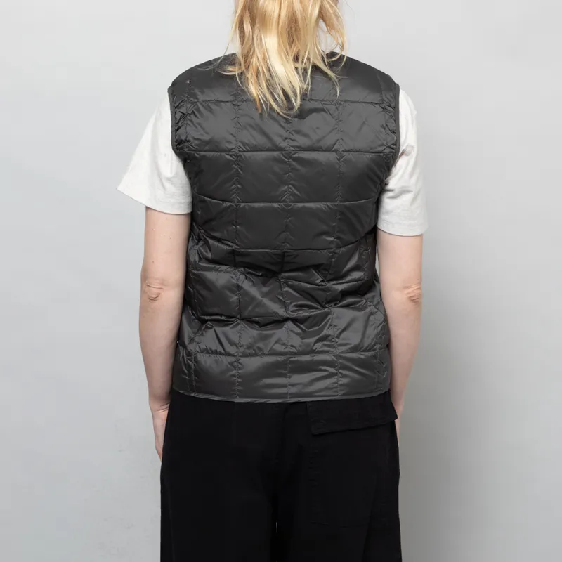 Taion Womens V Neck Button Down Vest Dark Charcoal-3