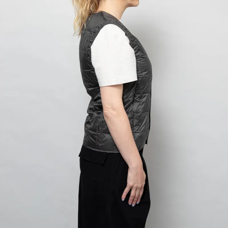 Taion Womens V Neck Button Down Vest Dark Charcoal-4