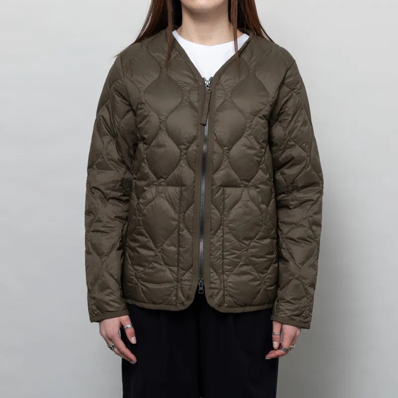 Taion Womens Military V Neck Zip Down Jacket Dark Olive