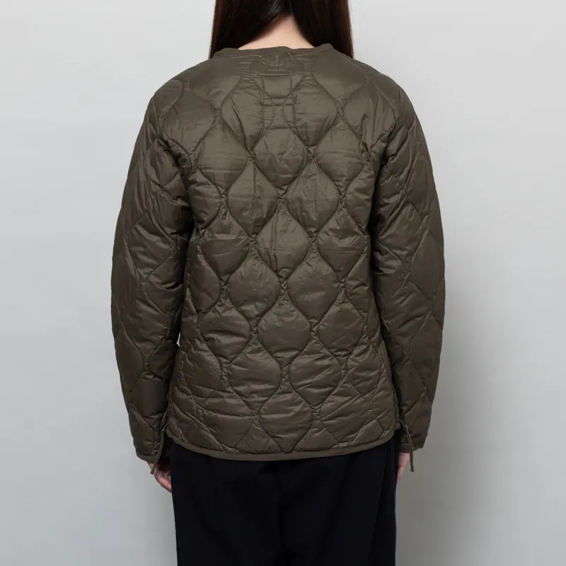 Taion Womens Military V Neck Zip Down Jacket Dark Olive-3