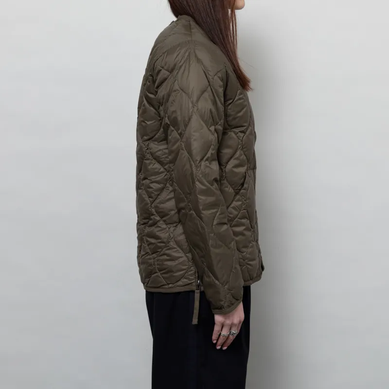 Taion Womens Military V Neck Zip Down Jacket Dark Olive-4