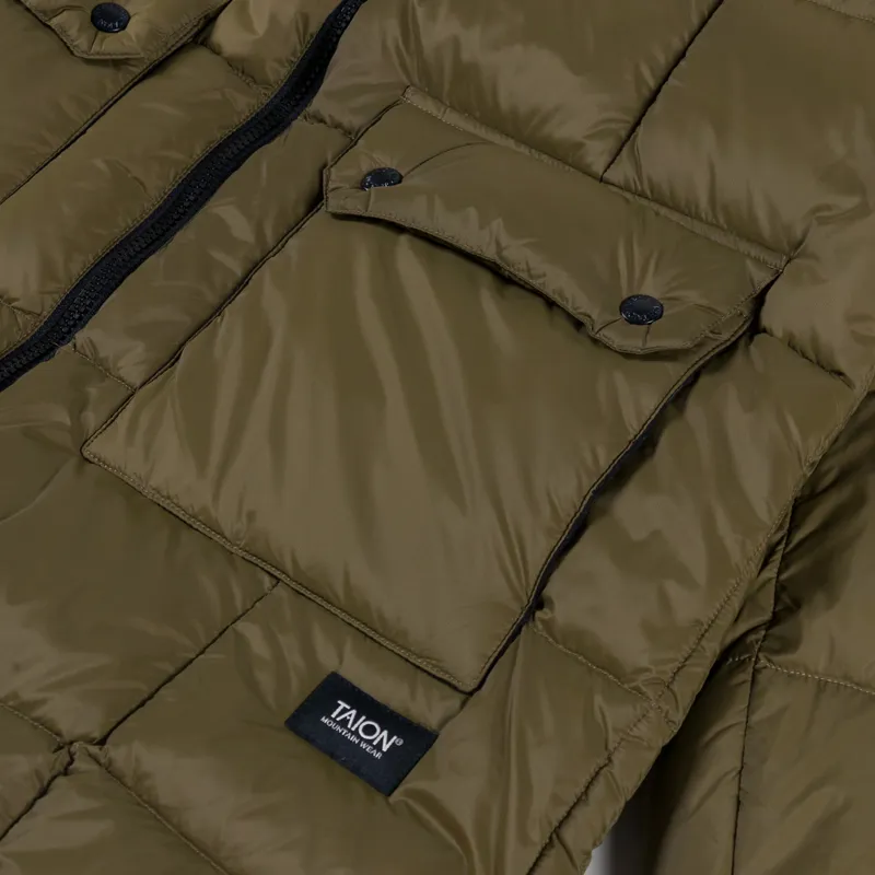 Taion Womens Mountain Packable Volume Down Coat Olive-7