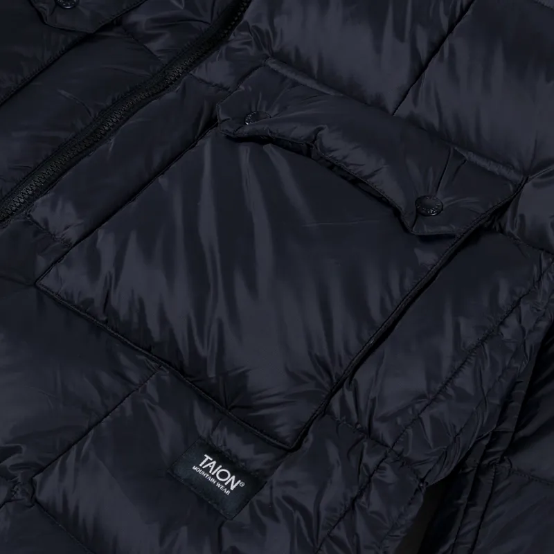 Taion Womens Mountain Packable Volume Hood Down Coat Black-7