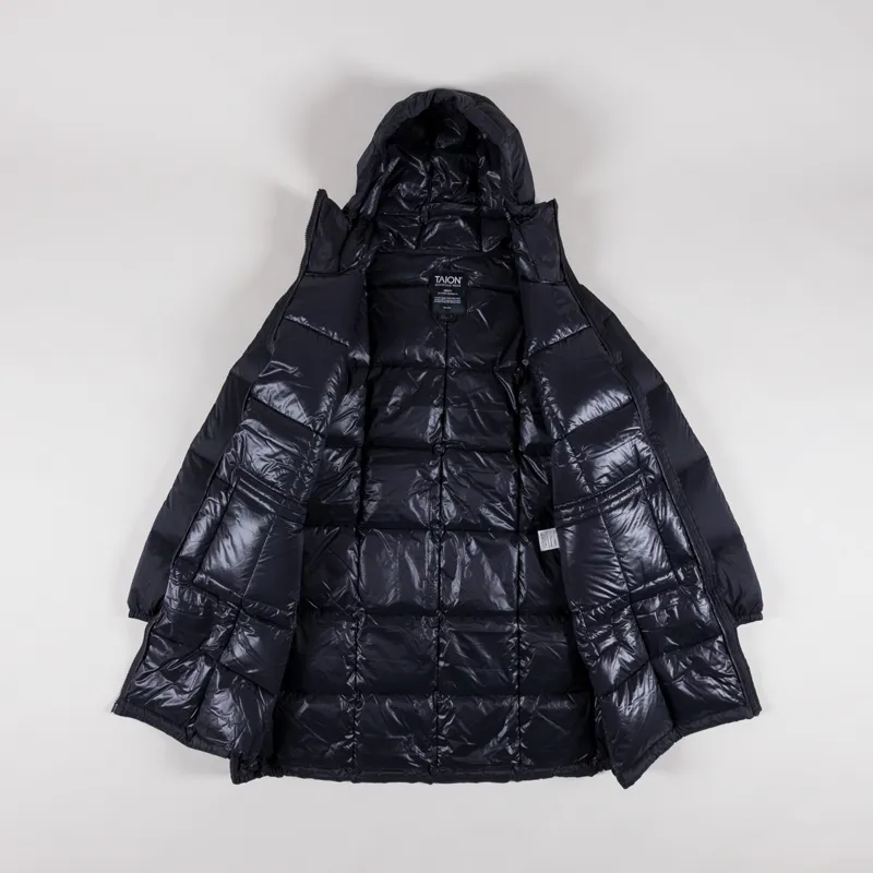 Taion Womens Mountain Packable Volume Hood Down Coat Black-1