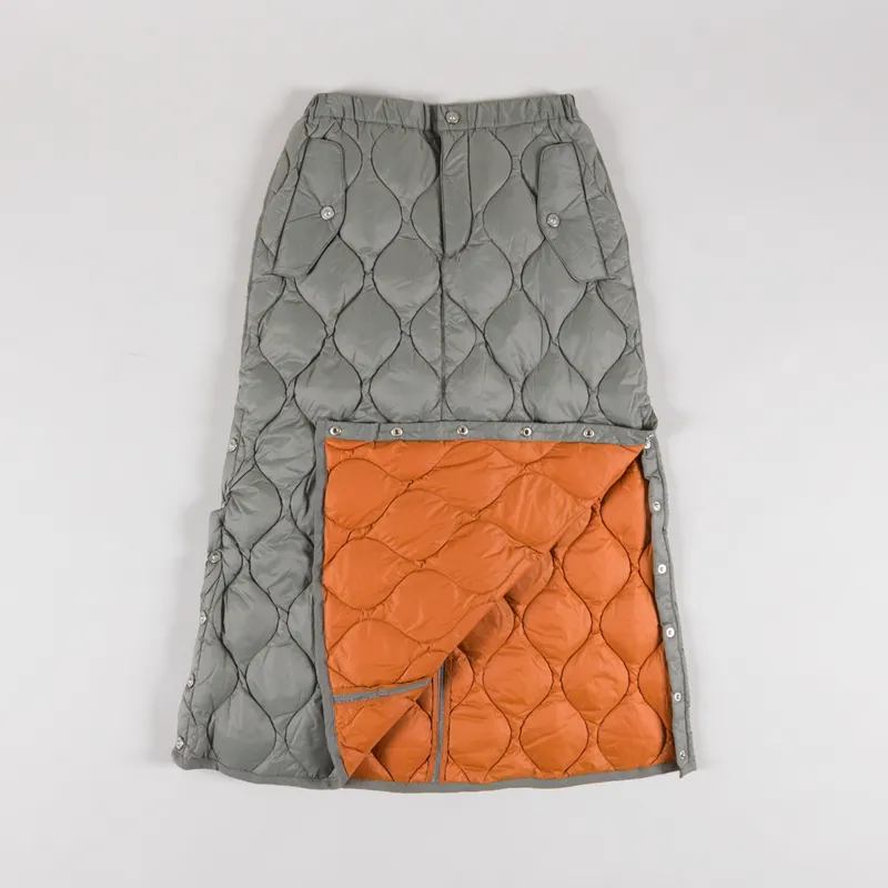 Taion Womens Military Snap Button Down Skirt Dark Sage Green-1