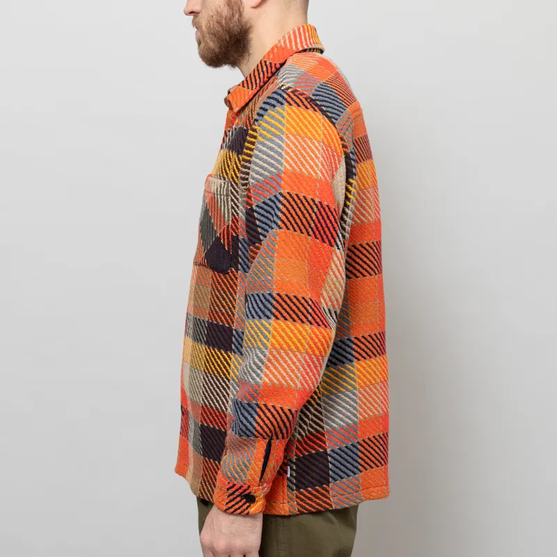 Wax London Whiting Overshirt Orange Multi Pike Check-3