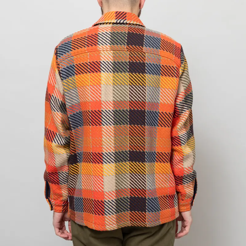 Wax London Whiting Overshirt Orange Multi Pike Check-4