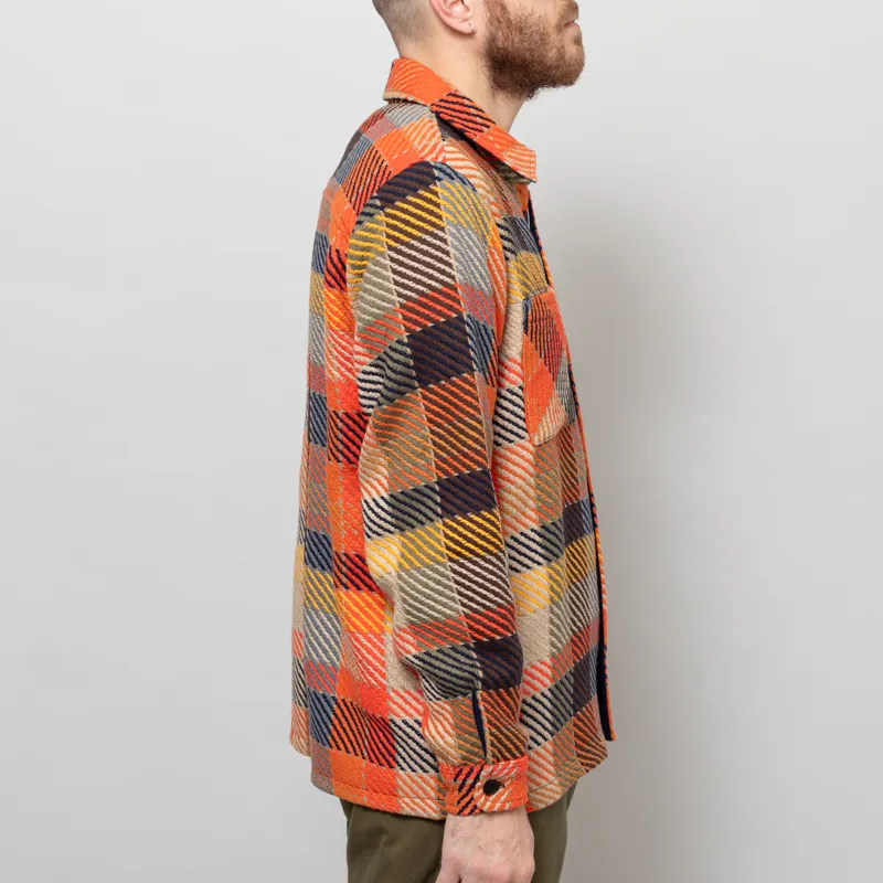Wax London Whiting Overshirt Orange Multi Pike Check-5