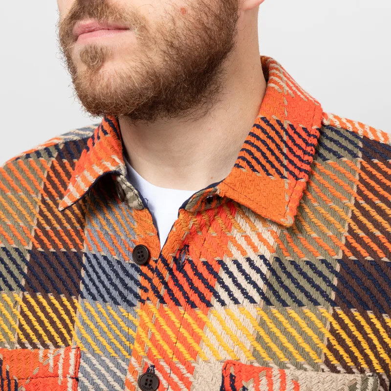 Wax London Whiting Overshirt Orange Multi Pike Check-6
