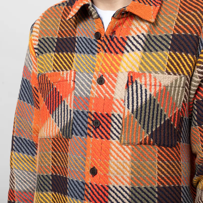 Wax London Whiting Overshirt Orange Multi Pike Check-7
