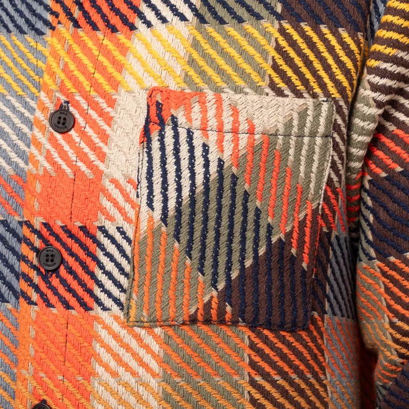 Wax London Whiting Overshirt Orange Multi Pike Check-8